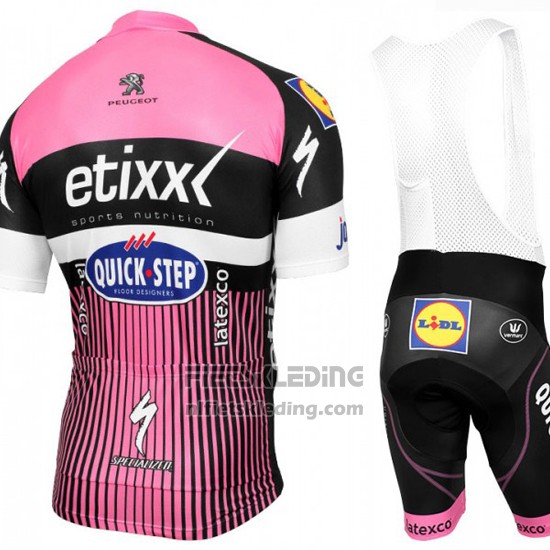 2016 Fietskleding Etixx Quick Step Roze en Zwart Korte Mouwen en Koersbroek